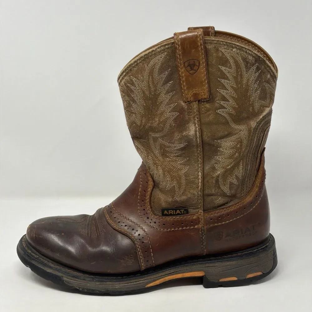 Ariat WorkHog Pull On Work Boots Men’s 8.5 EE Wide Brown Soft Toe 10008633
